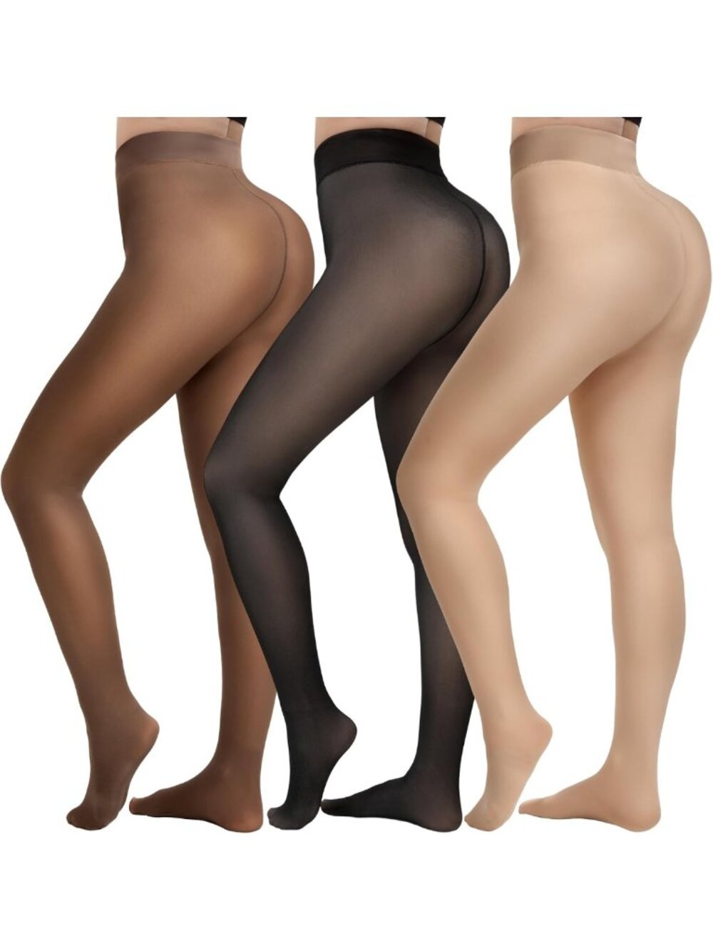 Warm Fleece Lined Tights for Women - 3 Pairs Thermal Pantyhose & Leggings